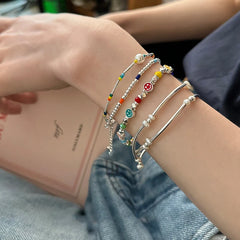 Lizakosht Korean Rainbow Clouds Acrylic Colorful Beads Bracelet For Fashion Girls Face Sweet Cute Party Jewelry Gifts