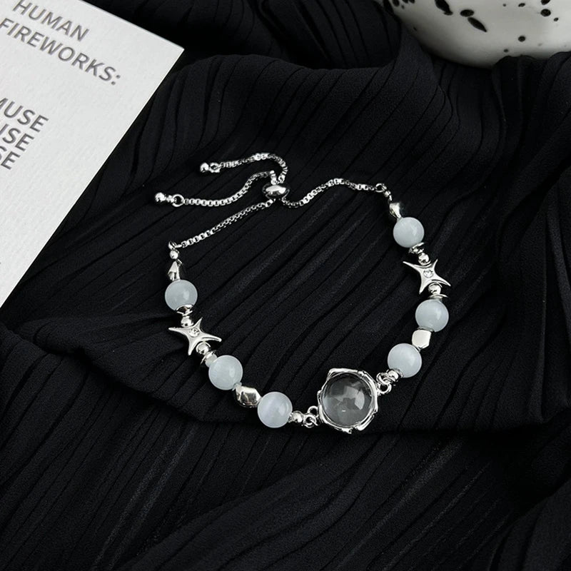 Lizakosht Korean Titanium Steel Trendy Opal Star Light Beads Bracelet Unisex Fashion Bangles Party Jewelry Gifts