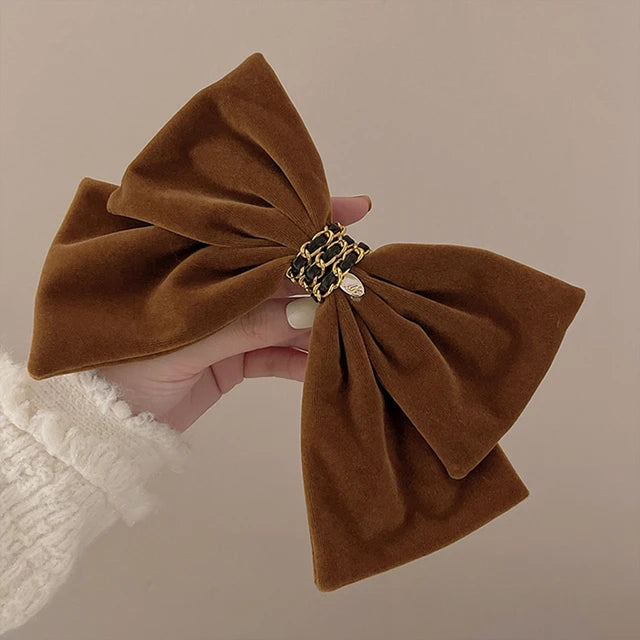 Lizakosht Korean Trendy Elegant Winter Bowknot Hair Clips For Women Velvet Barrettes Wedding Party Headwear Accessories Jewelry