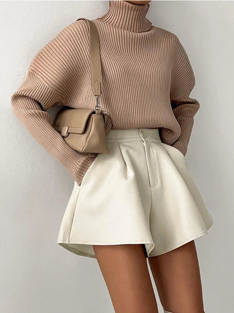 Lizakosht High Wait Wide-leg Shorts Women Bottom Casual Loose A- Line Short Pants Ladies Leisure Summer New Vintage Shorts