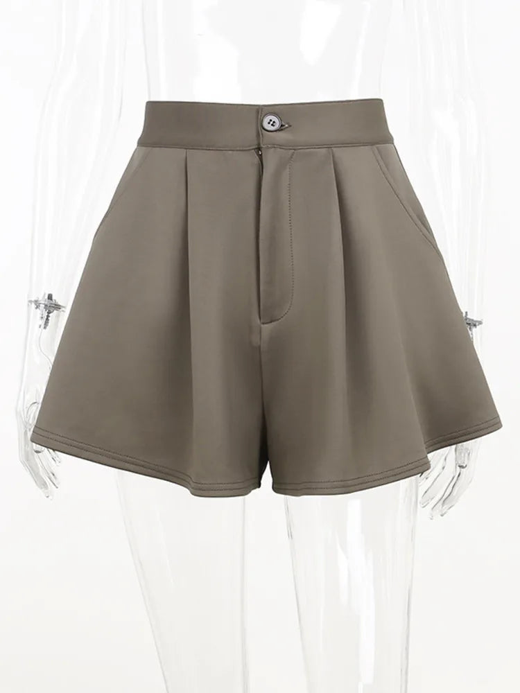 Lizakosht High Wait Wide-leg Shorts Women Bottom Casual Loose A- Line Short Pants Ladies Leisure Summer New Vintage Shorts