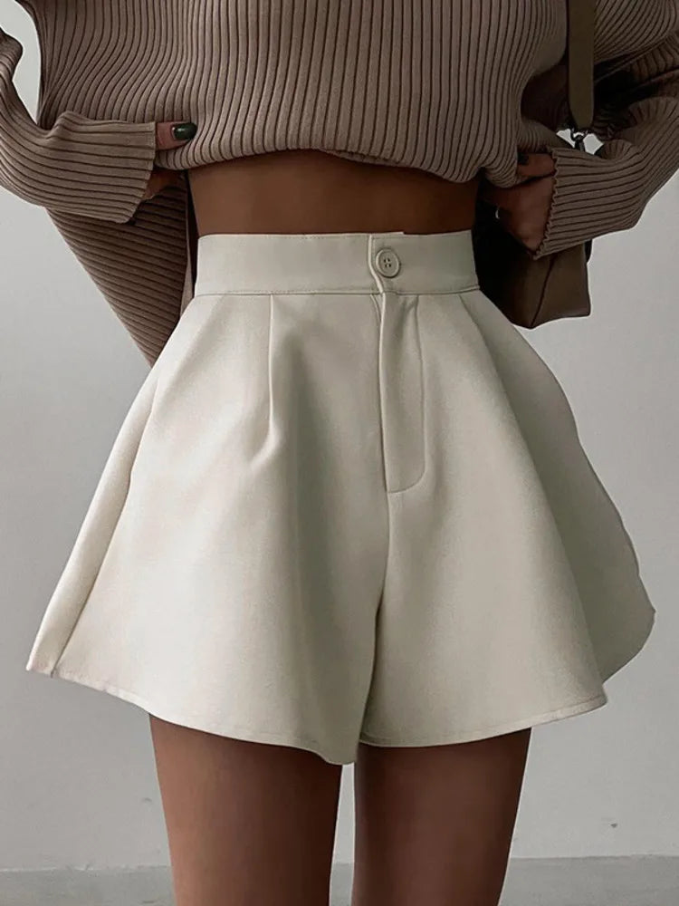 Lizakosht High Wait Wide-leg Shorts Women Bottom Casual Loose A- Line Short Pants Ladies Leisure Summer New Vintage Shorts