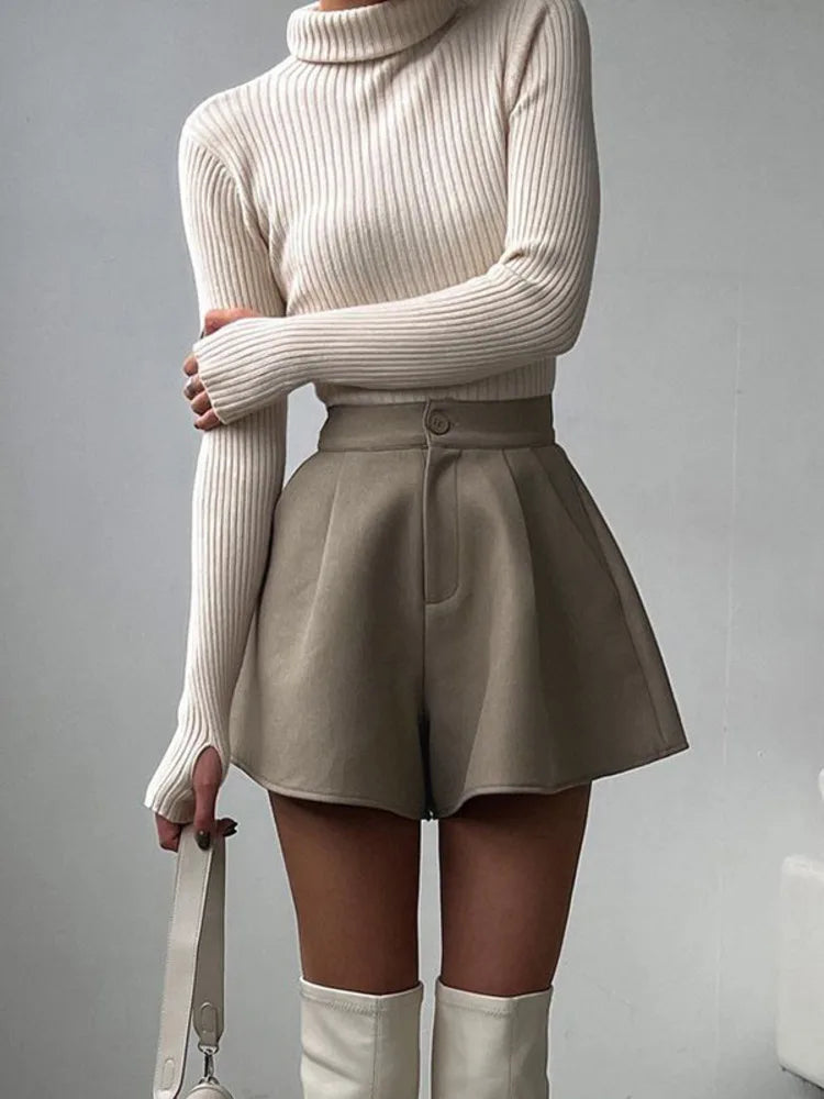 Lizakosht High Wait Wide-leg Shorts Women Bottom Casual Loose A- Line Short Pants Ladies Leisure Summer New Vintage Shorts