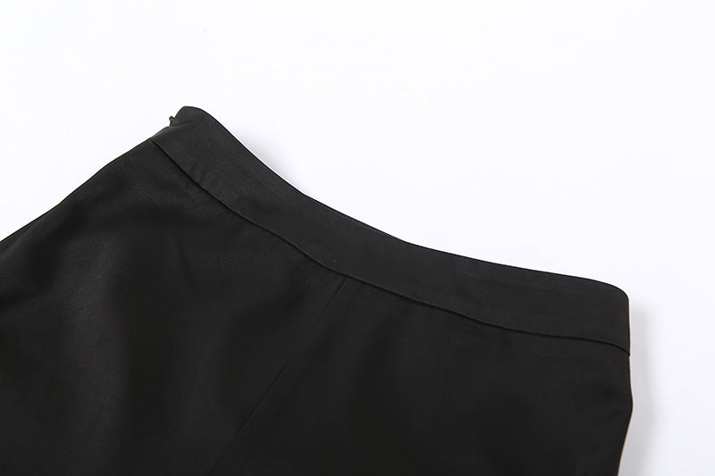 Lizakosht  2022 Casual Two Piece Pants Set For Women Black Fleece Fur Long Sleeve Top Shirt And Pantsuit Ladies Fashion Party Suit