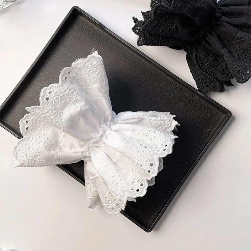 Lizakosht Oversized Lace French Hair Scrunchie For Women Elastic Ponytail  Donut Ponytail Holder Headbands Elastic Hair Accessories