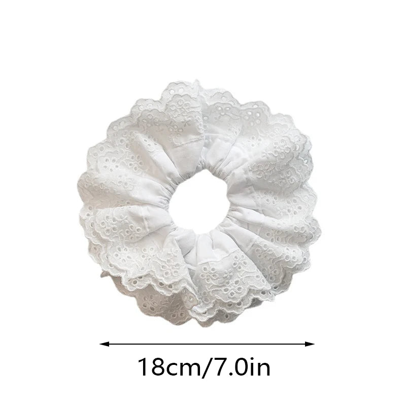 Lizakosht Oversized Lace French Hair Scrunchie For Women Elastic Ponytail  Donut Ponytail Holder Headbands Elastic Hair Accessories
