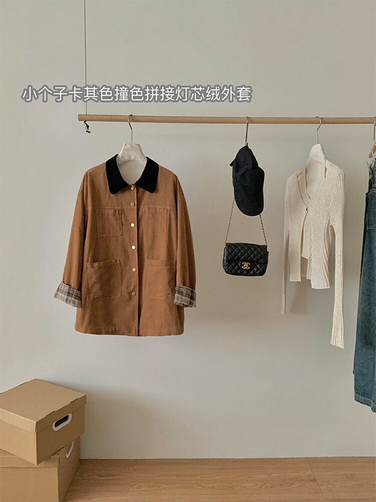 Lizakosht - Preppy Style Womens Retro Elegant Khaki Windbreaker Lapel Collar Korean Streetwear Coat Single Breasted Jackets Autumn Winter