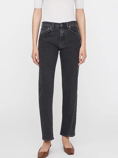 Lizakosht Rowling Nordic Casual Straight Twisted Stitch Asymmetrical Design Nine-point Small Straight Female Jeans