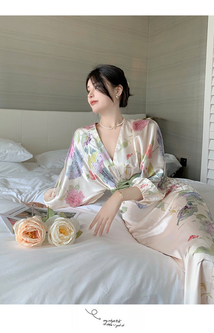 Hstar Oriental Classical Beauty Temperament Retro Ink Printing V-neck Women 2022 Summer Slim Long Elegant Dress robe traf boho