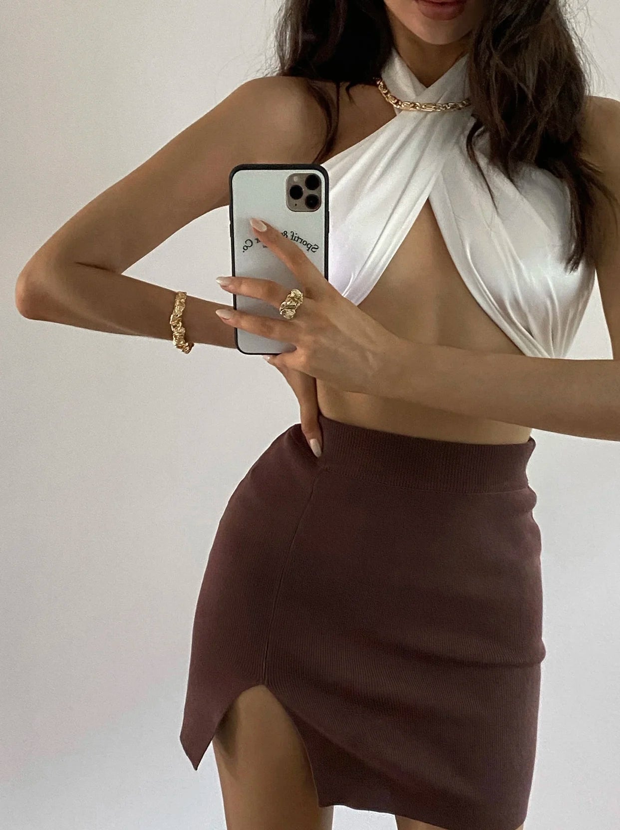 Lizakosht Women Y2k Lola Mini Side Slit pencil Knitted Skirt