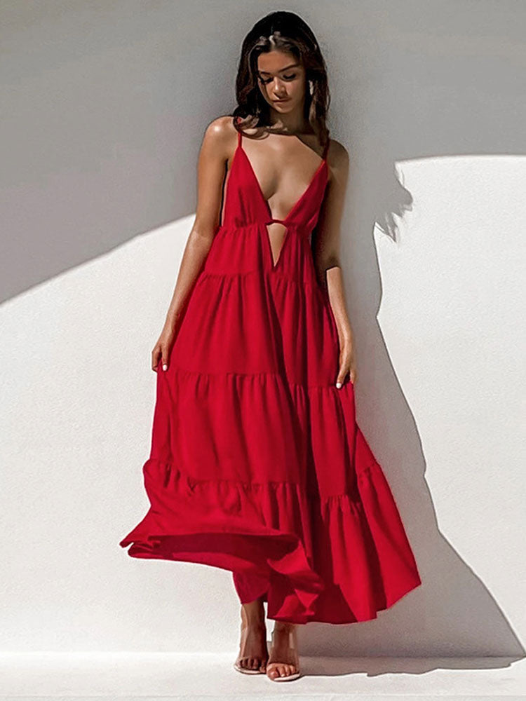 Sexy Spaghetti Strap V-Neck Sleeveless Backless Maxi Dress Summer Women Club Party Evening Dresses Vestidos Beach Cover Up A1322