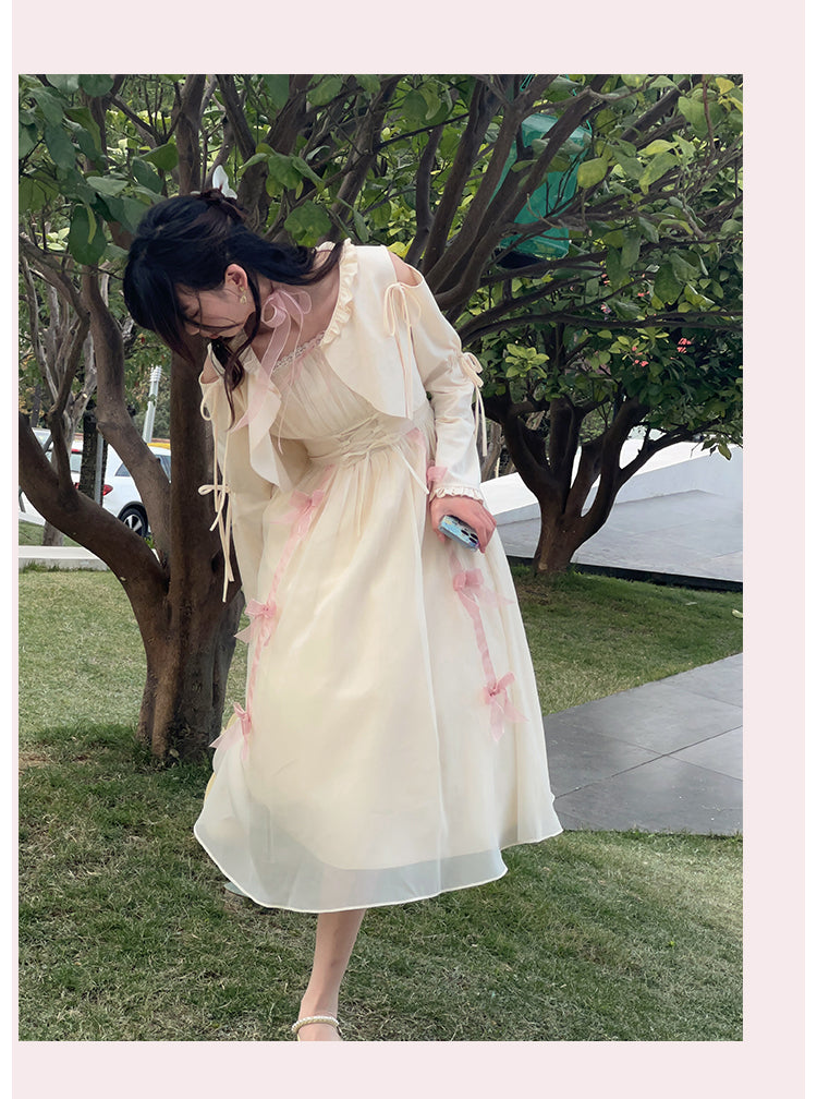 Vintage Elegant Evening Party Midi Dress Women Bow France Kawaii Princess Strap Dress Female Retro Sweet Fairy Dress Summer 2022