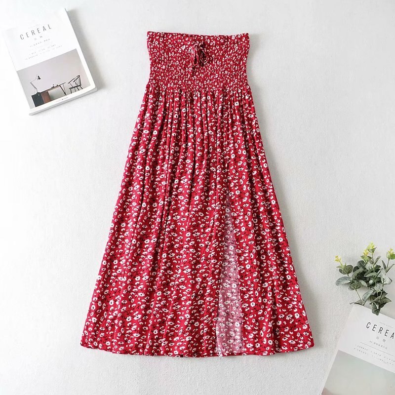 Lizakosht Women Two Piece Outfits Off Shoulder Sleeveless Tops Bohemian Maxi Skirts 2 Pieces Suit Boho Sets