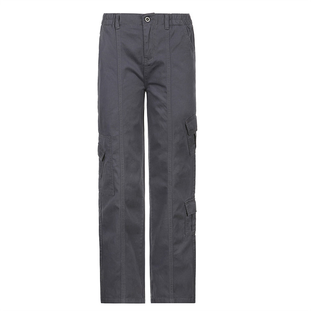 Lizakosht Baggy Pants Women Cyber Y2k Jeans Big Pockets 90s Hippie Cargo Mom Trousers Loosesize Casual Wide Leg Denim Jogger