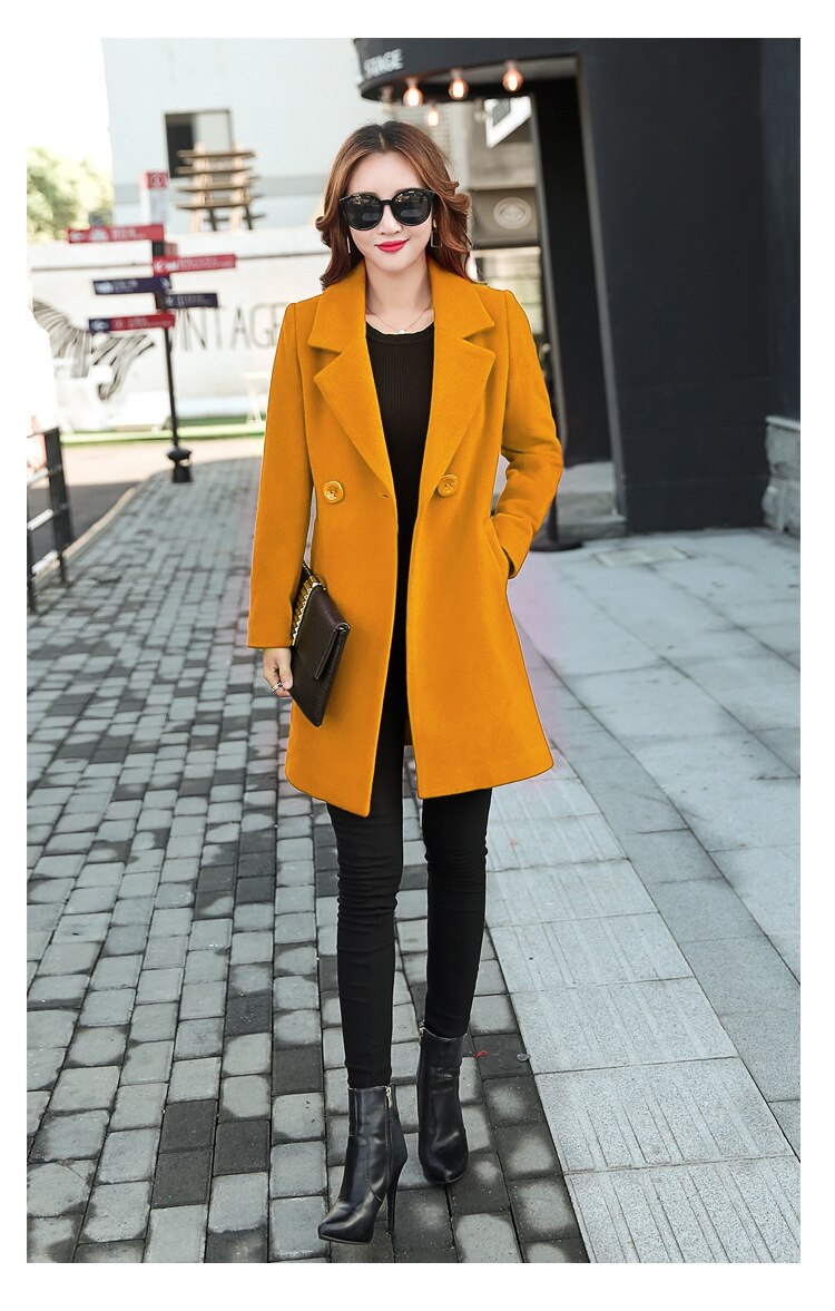 Lizakosht  fashionable mid-length woolen women's coat new product multi-grain button wish woolen coat