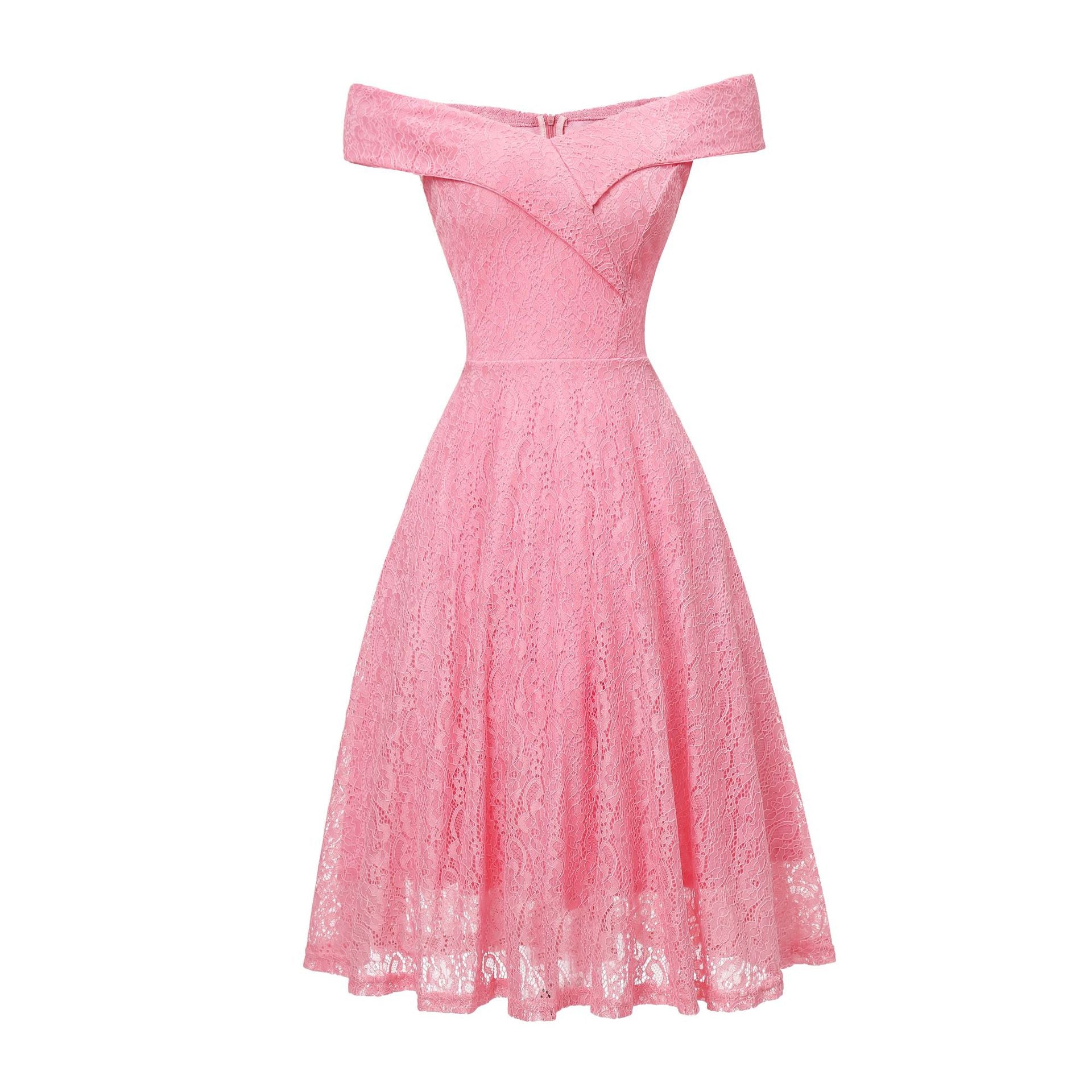 Lizakosht Summer Women's Lace Off Shoulder Sleeveless Tube Top Party Dresses Slim A-Line Elegant Female Dress Mujer Vestido