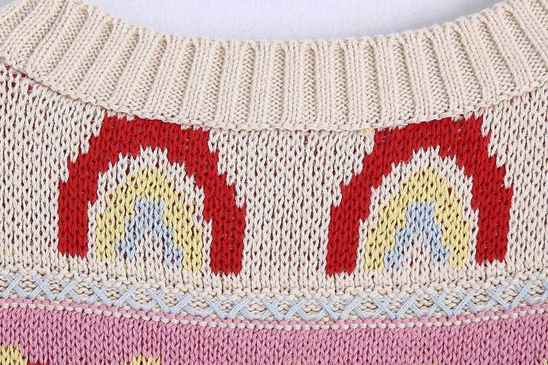 Spring 2022 Women Fashion Jacquard Crop Knitted Vest Sweater O Neck Sleeveless Chic Female Casual Waistcoat