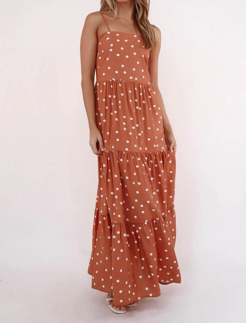 Lizakosht European and American Summer New Sexy Sling with Large Swing Polka Dot Dress Women's Long Dress Open Back