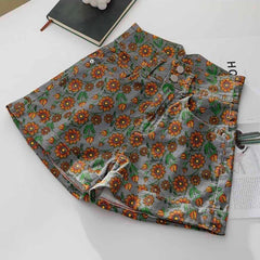 Vintage Floral Denim Shorts Women Summer 2022 Double Buttons High Waist Short Pants Female Casual Loose Wide Leg Shorts