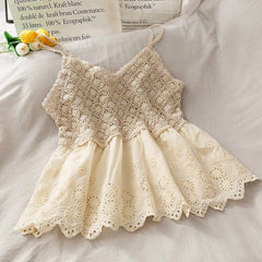 Summer Crochet Tank Top Women Sexy Hollow Out Crop Top Cotton Linen Shirt Female Boho Clothing Beach Cropped