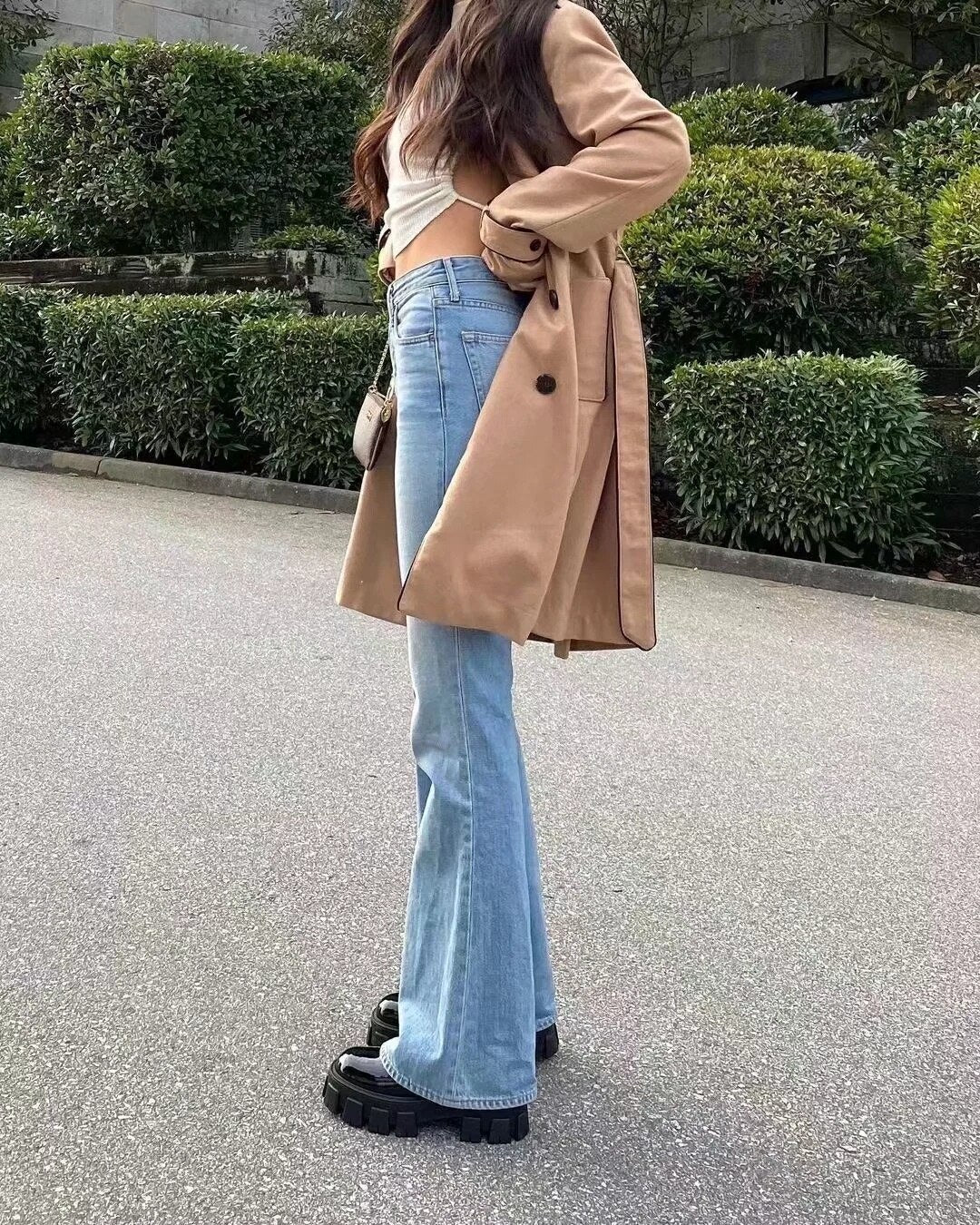 Lizakosht Wide leg plush jeans for in new fashion straight tube waist slimming  mopping  micro flare pants for women bell bottoms