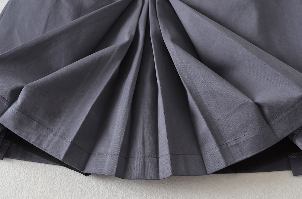 Lizakosht Vintage Summer Front Side Ruched Dropped Pleated Mini Skirt Preppy Style High Waist A-Lined Short Skirts Back Zipper