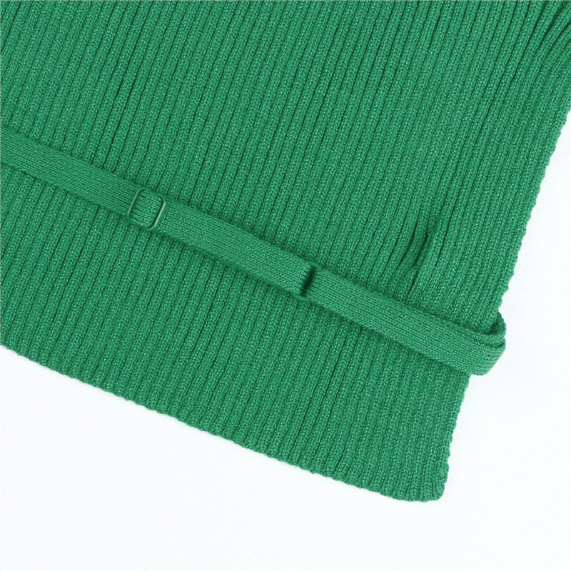 Lizakosht 2022 Knitted Backless Crop Top Women Green Sleeveless Summer Y2K Tank Tops Sexy Casual Cami Off Shoulder Basic