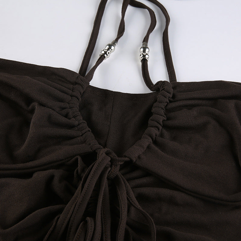 Lizakosht  Top Sexy Off-the-Shoulder Irregular Lace-Up Camisole 2022
