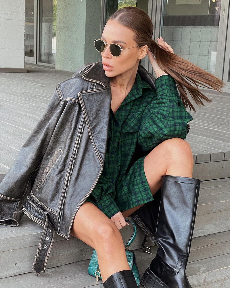 Lizakosht Street Style Red Plaid Shirts Women Irregular Long Sleeves Oversized Blouses Spring 2023 Loose Gingham Tops Trendy