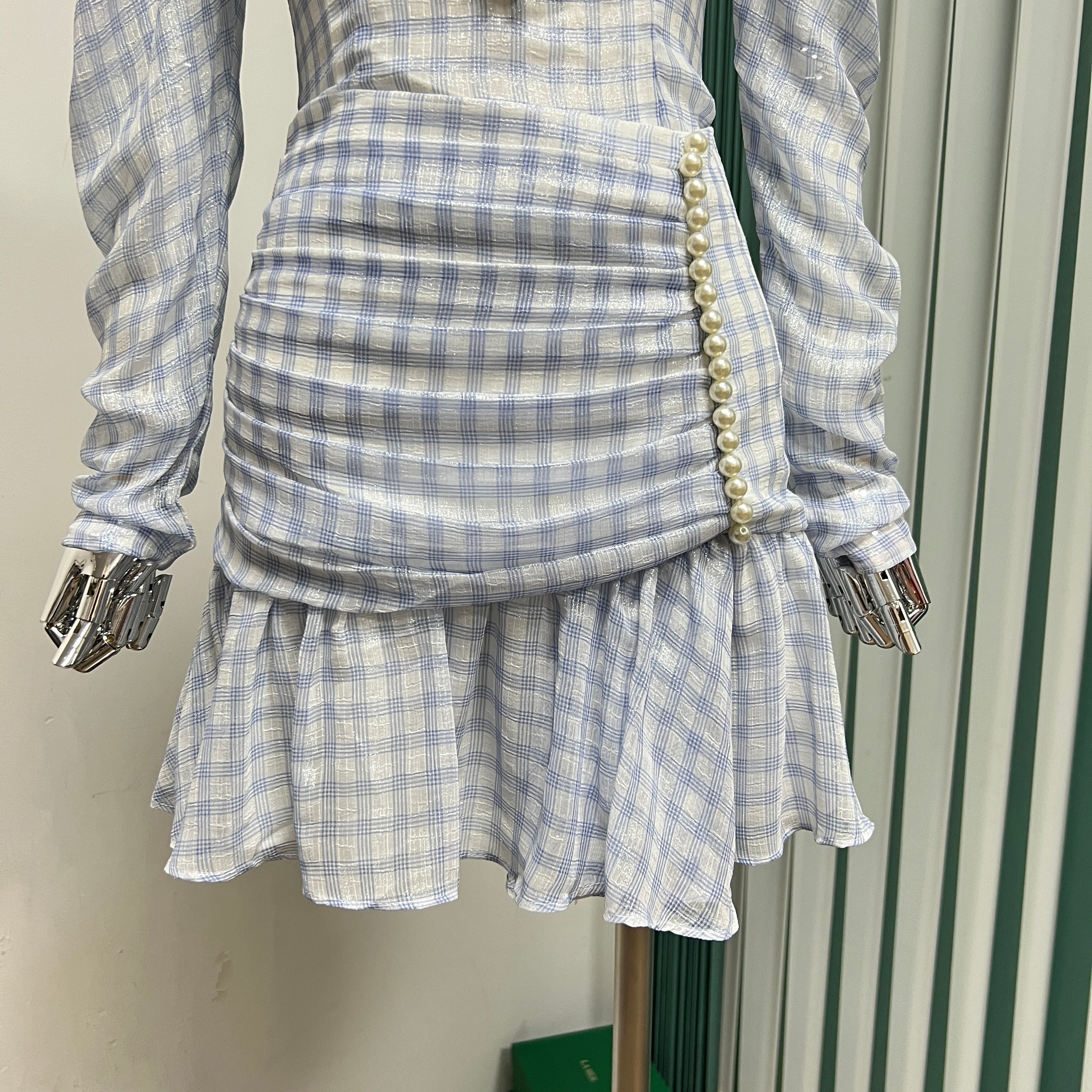 Lizakosht autumn new products waist thin fairy thin pearl decoration pleated fishtail skirt