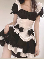 Lizakosht Lolita Kawaii Dress Women New Bow Sexy Party Mini Dresses Female Maid Cosplay Costume Animation Show Japanese Outfit Dress