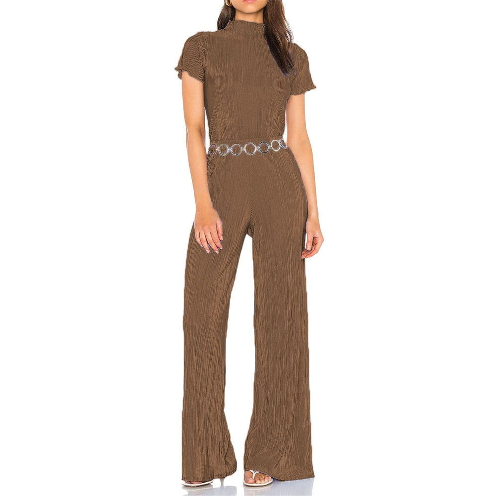 Lizakosht 2 Piece Sets Women Outfits Autumn Short Sleeve Shirts Tops And Wide Legs Pants Femme High Street Matching Sets