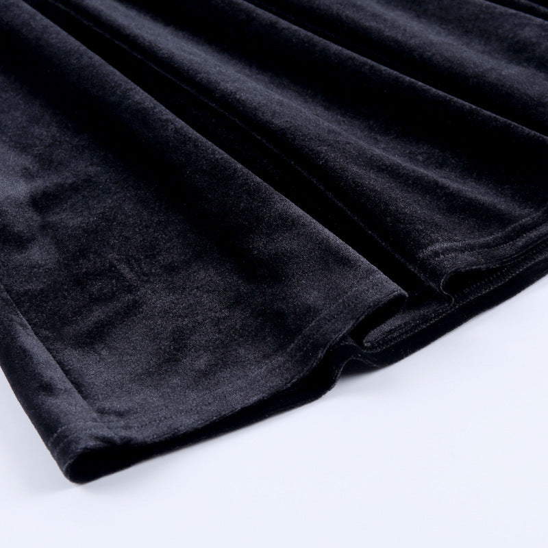Velvet Vintage Dress Sexy Summer Gothic Party Dress Women Black Mini Dresses A Line Vestidos Patchwork Goth Club Highstreet