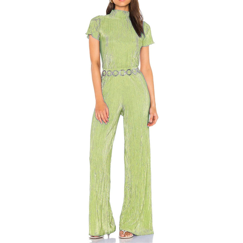 Lizakosht 2 Piece Sets Women Outfits Autumn Short Sleeve Shirts Tops And Wide Legs Pants Femme High Street Matching Sets