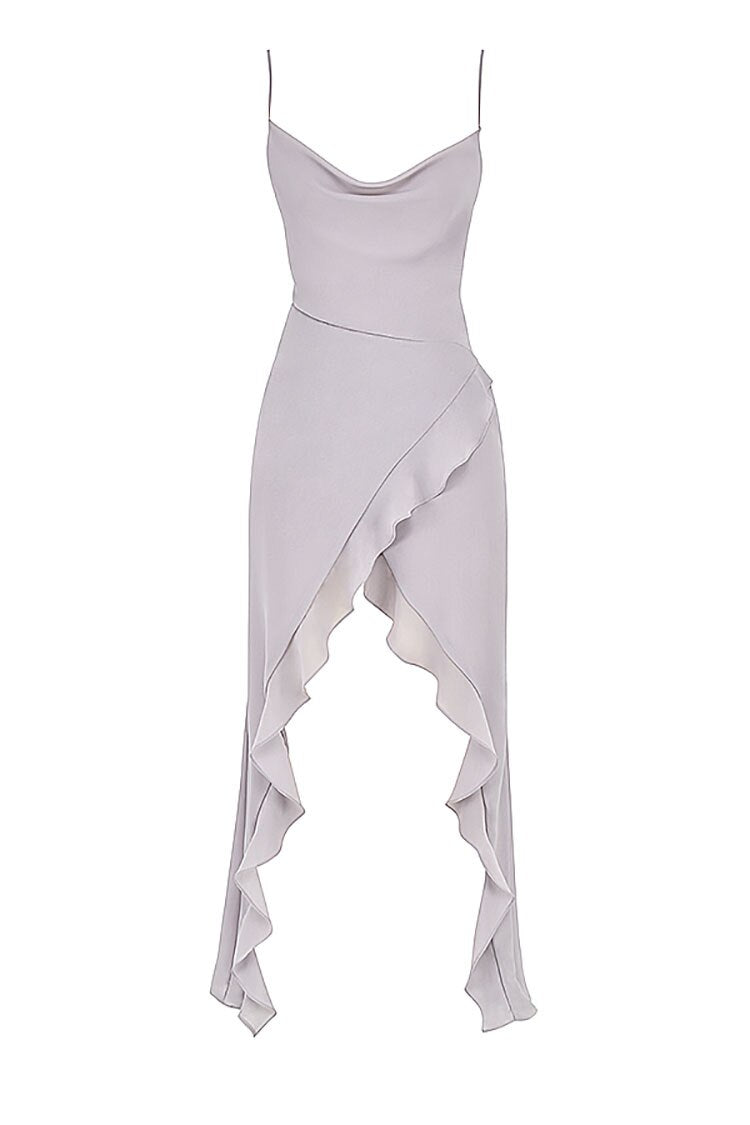 Lizakosht Summer Women'S Dress One-line Suspender Sleeveless Off-the-shoulder Dress Sexy Backless Irregular Ruffled Purple Slim Dresses