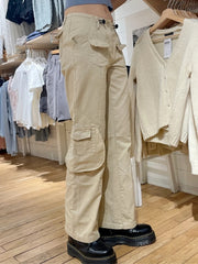 Lizakosht Vintage Khaki Baggy Cargo Pants Casual Spring Streetwear Pockets Wide Leg High Waist Pants Chic Harajuku Solid Straight Trousers
