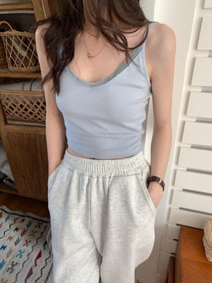 8 colors korean ins style camisole women Sexy tank top female Spring and summer sleeveless slim crop tops womens (X1361)