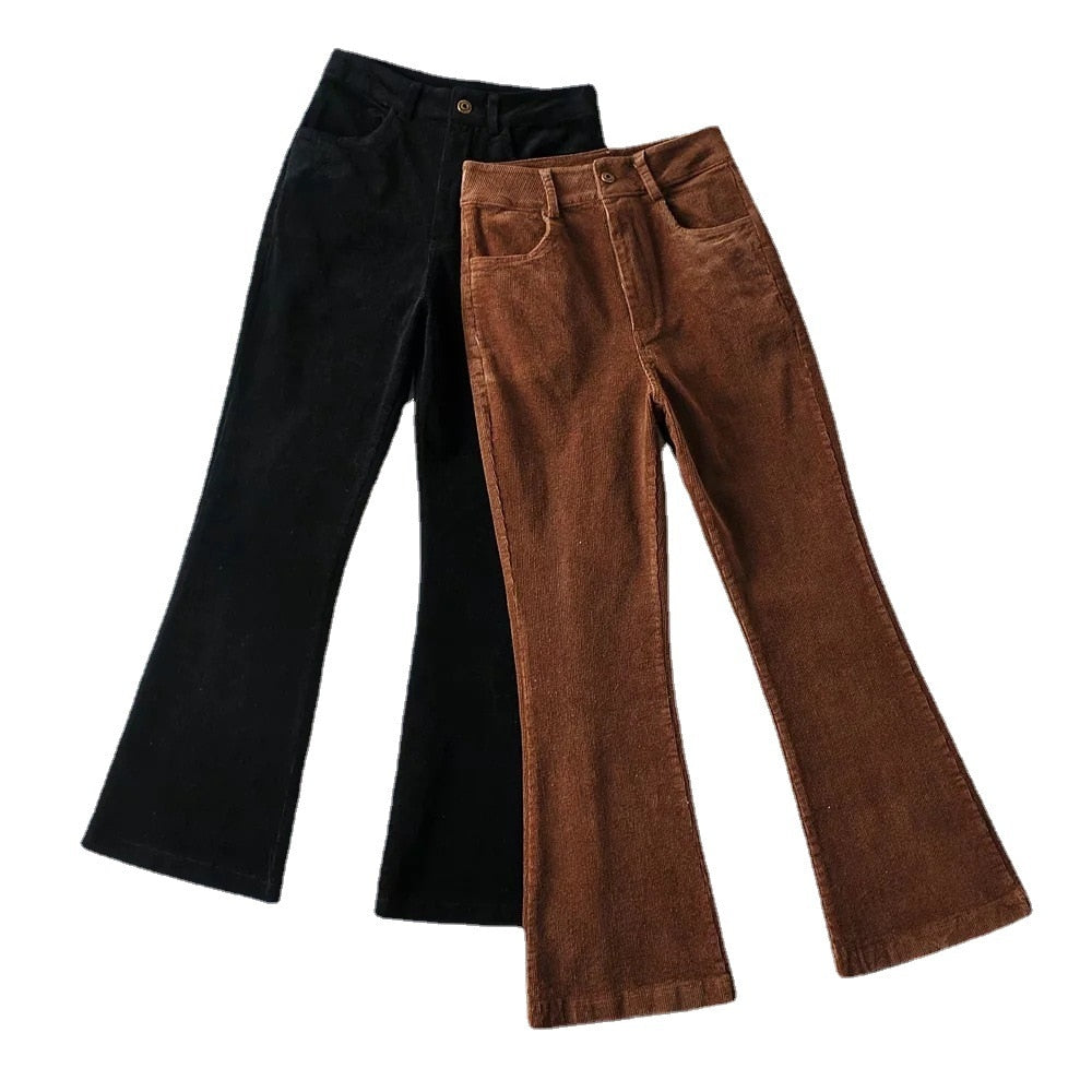 Lizakosht Corduroy Velvet Women Autumn Winter Long Pants Brown Black Casual Elegant Female Ladies Trousers