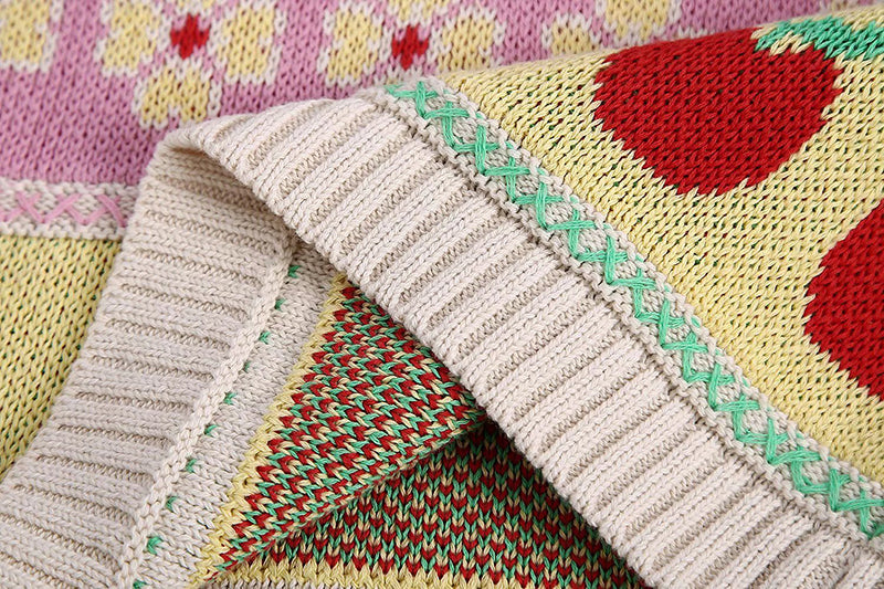 Spring 2022 Women Fashion Jacquard Crop Knitted Vest Sweater O Neck Sleeveless Chic Female Casual Waistcoat