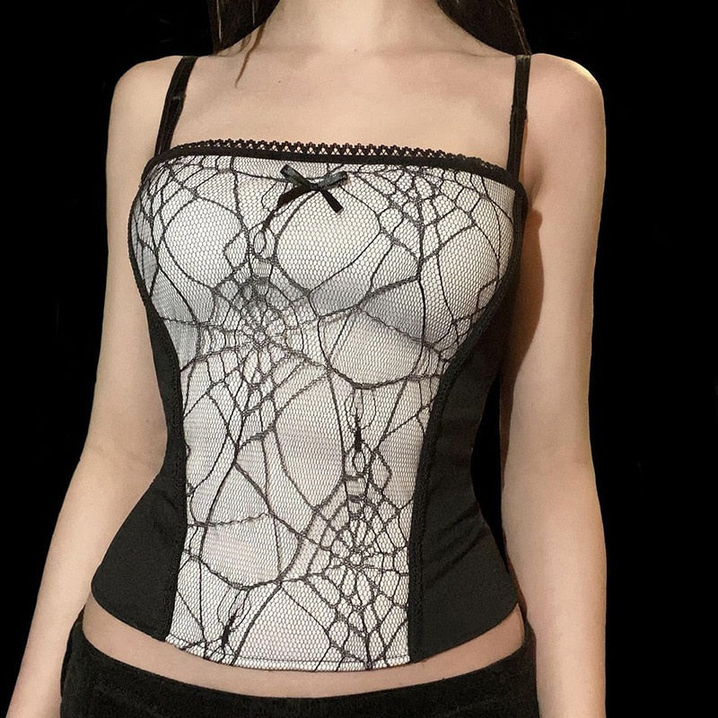 Lizakosht Summer Women's Sexy Lace Suspender Spider Web Bra Top