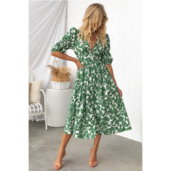 Lizakosht Summer Women Casual Slim Holiday One-piece Ruffle  Short Sleeve Mini Floral Dress Beach Outfits