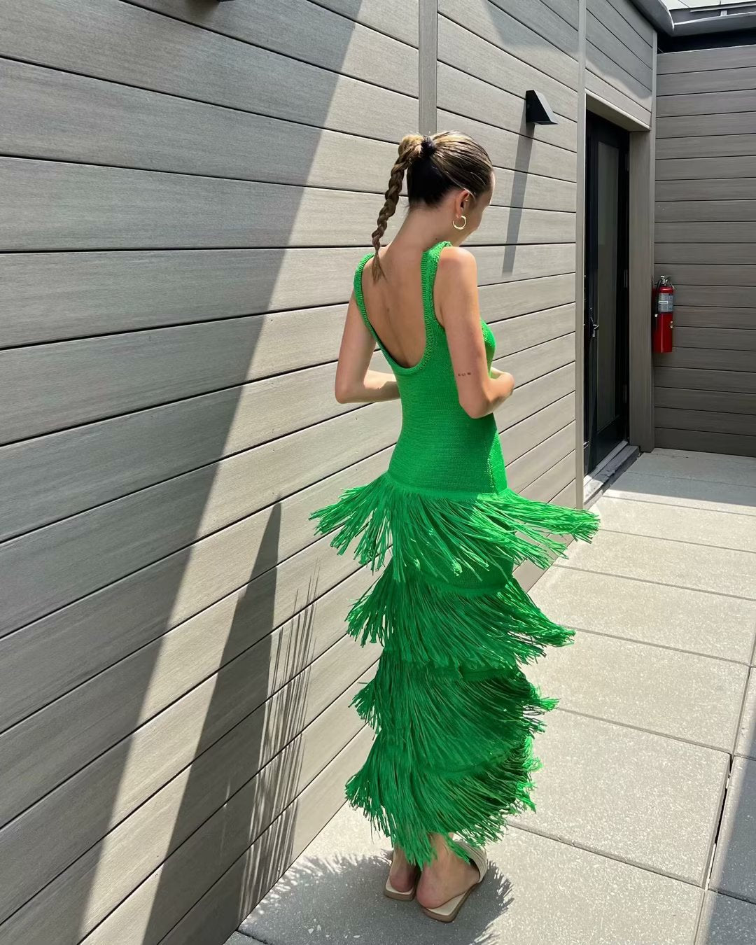 Lizakosht Knitted Womens Dresses for Women Slim Slip Dress Female Chic with Tassel Long Dresses Ladies Casual New In Dress