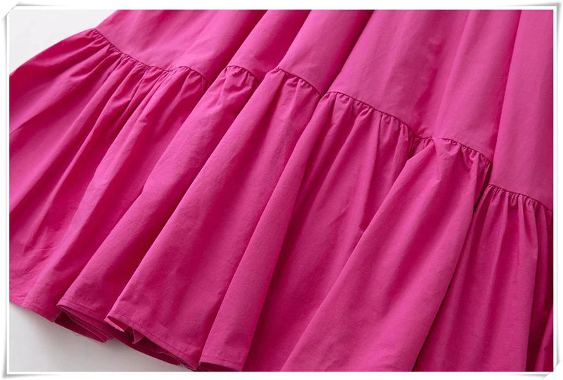 New Summer Women'S Dresses One Word Neck Bubble Short Sleeve Sexy Open Back Solid Color Dress Simple Pastoral Pink Tight Dress