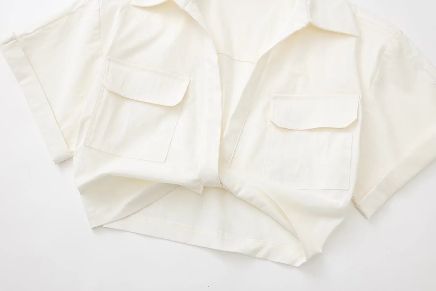 Lizakosht Pockets Turn Down Collar Shirt Crop Top Cotton Linen White High Fashion Blusa Mujer Loose Casual Summer Spring Blouse