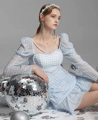 Lizakosht autumn new products waist thin fairy thin pearl decoration pleated fishtail skirt