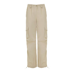 Lizakosht Large Pocket Neutral Wind Cargo Pants Women Drawstring Casual Wide Leg Pants Baggy Straight Trousers Female Clothes