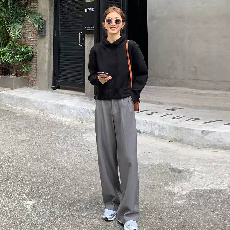 Lizakosht New Arrival Spring Summer High Waist Wide Leg White Pants Women Temperament Long Trouser Casual Street Office Lady Bottoms