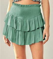 Lizakosht Summer Hot Sale New Fashion Plain Color Ruffle Flap Versatile Halfskirt Women's Summer New Fashion Pleated Skirt
