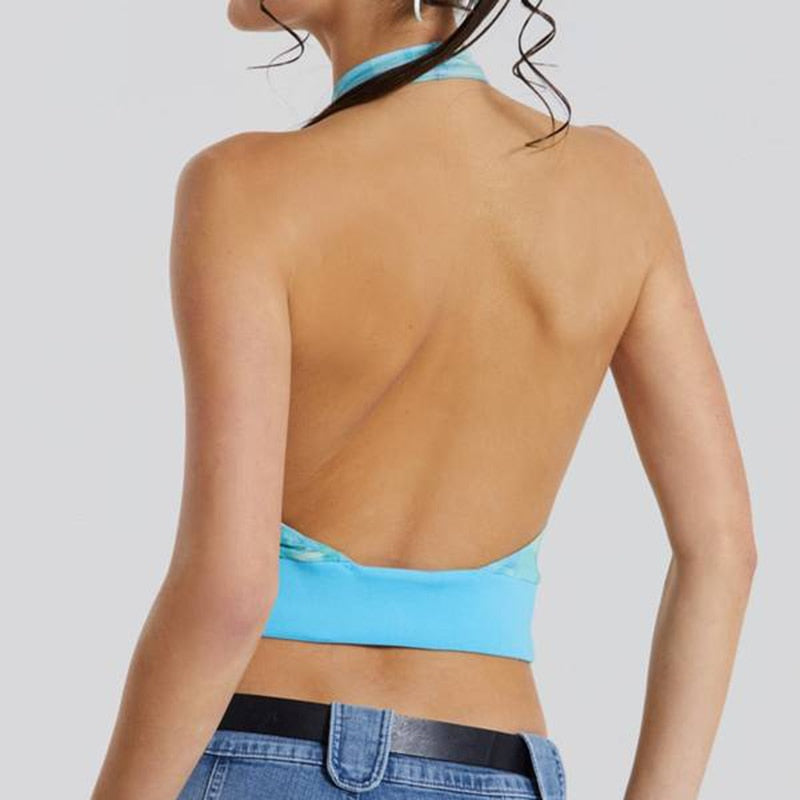 Lizakosht Plaid Halter Crop Tops Female Sleeveless Drawstring Patchwork Vest for Women Hotsweet Style Fashion 2023 Summer New