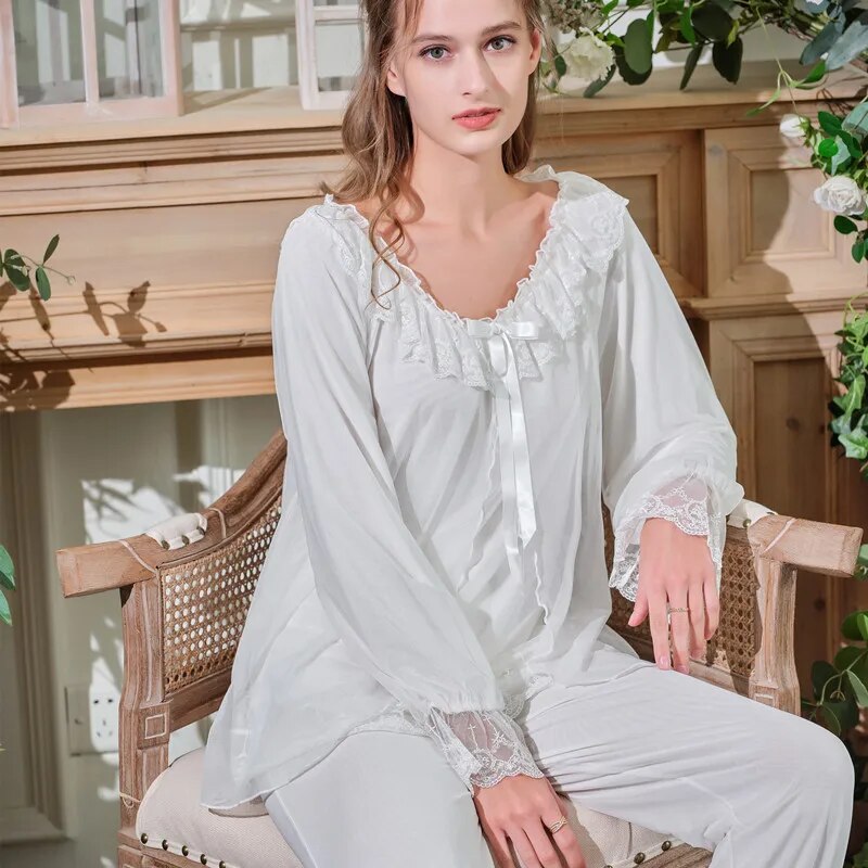 Lizakosht New Pajamas Set Casual Sleepwear 2PCS Shirt&Pants Lounge Wear Women Modal Intimate Lingerie Loose Home Clothes Pijamas